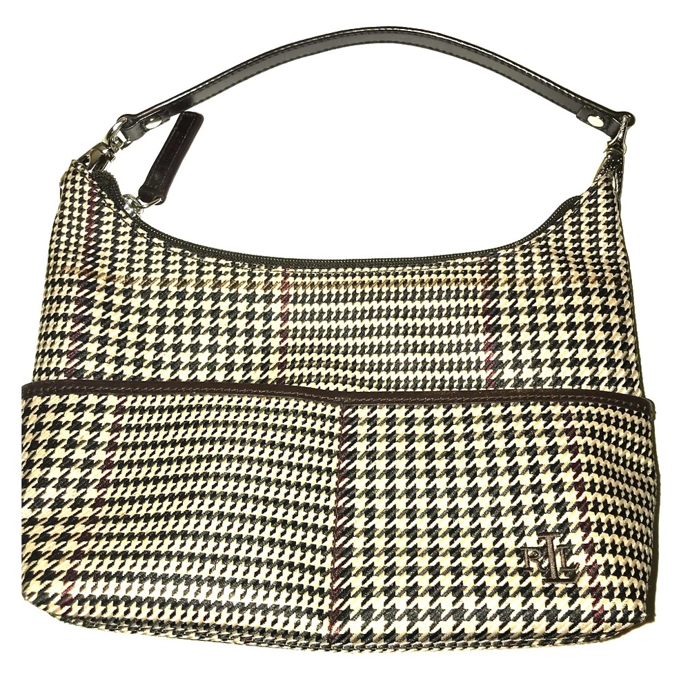 Ralph Lauren Black, White & Tan Houndstooth Mini Shoulder Bag